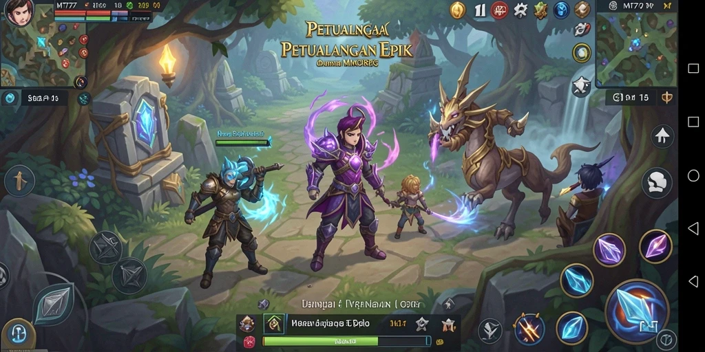 Screenshot menampilkan aksi intens dalam gameplay MMORPG MT777.