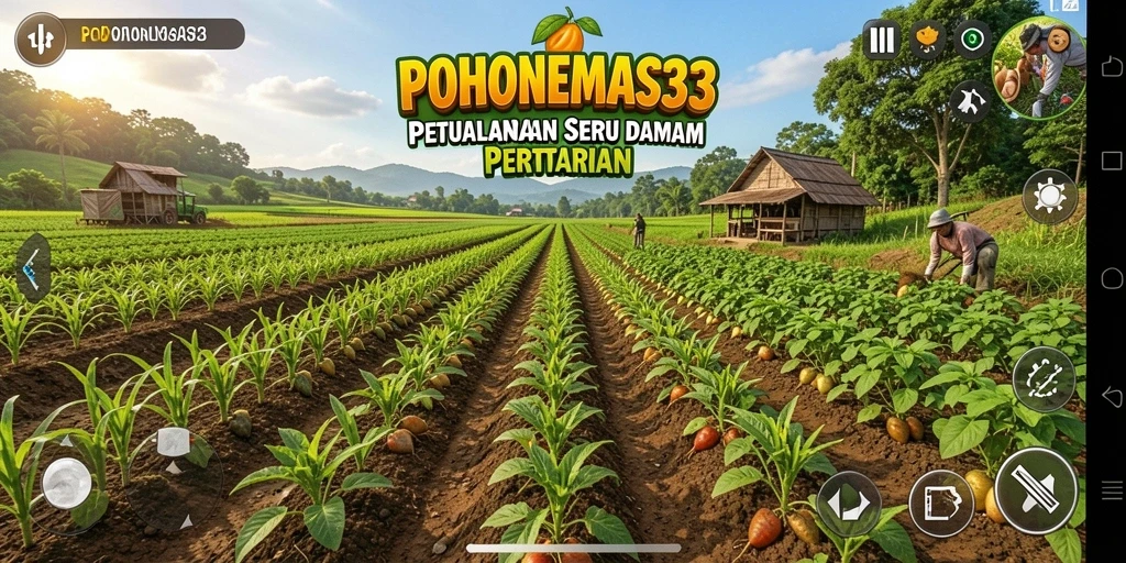 Tangkapan layar menampilkan kebun indah dalam POHONEMAS33.