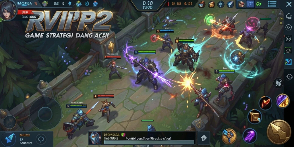 Tangkapan layar menunjukkan aksi seru dalam RPIV2 dengan karakter bertarung di arena.