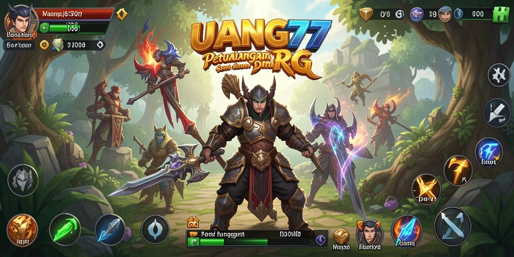 Tampilan gameplay UANG77 yang menampilkan pertarungan seru dalam RPG.